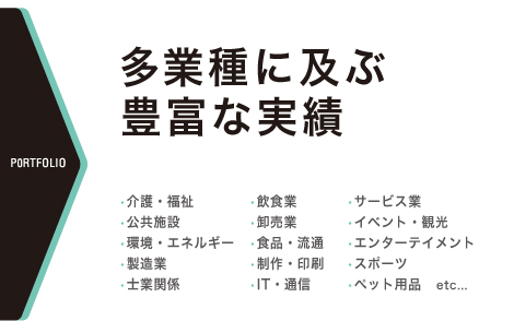 多業種に及ぶ豊富な実績